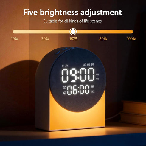 Sunrise Alarm Clock White Noise Sound Machine Night Light, Sound Machine with Speakers Bluetooth Wireless Timer Digital