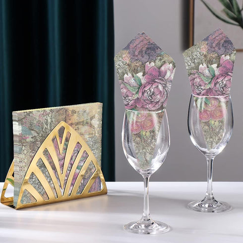 40 Count Decoupage Paper Napkins, Vintage Flowers Prints, 2-Ply Cocktail Napkins for Wedding, Dinner, Party