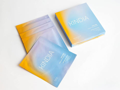 KINDIA AURA DRIP Face Mask Set - 5x Biodegradable Masks, Natural Ingredients for Hydration, Glow, Radiance