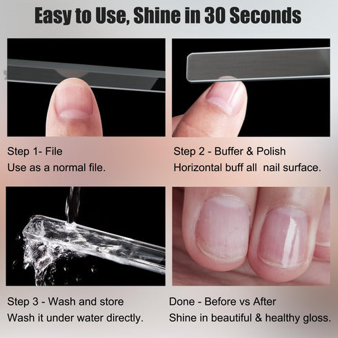 Nano Glass Nail Shiner Kit, Multi-Purpose Nail Buffer Set for Shaping and Polishing Natural Nails, 2 Pack