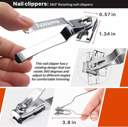 Toenail Clippers for Seniors, Professional Heavy Duty Long Handle Nail Clippers, 6Pcs Black