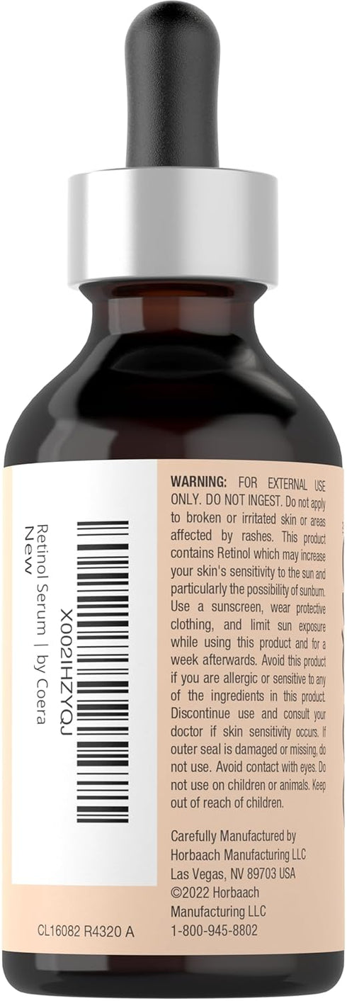 Retinol Serum for Face, 2 fl oz, Professional Strength Formula, Free of Parabens & Fragrances