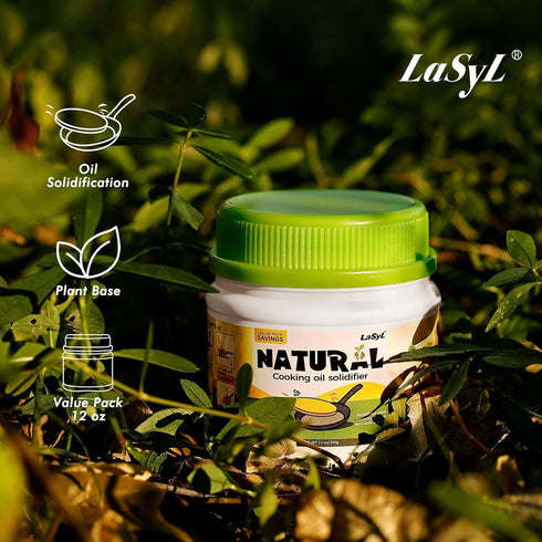 ?????????? Natural Cooking Oil Solidifier Powder, Hard Up to 34 Cups of Fry Oil Away from Mess, 100% Plant-Based Oil Hardener for Disposal, Value Pack 12 Oz