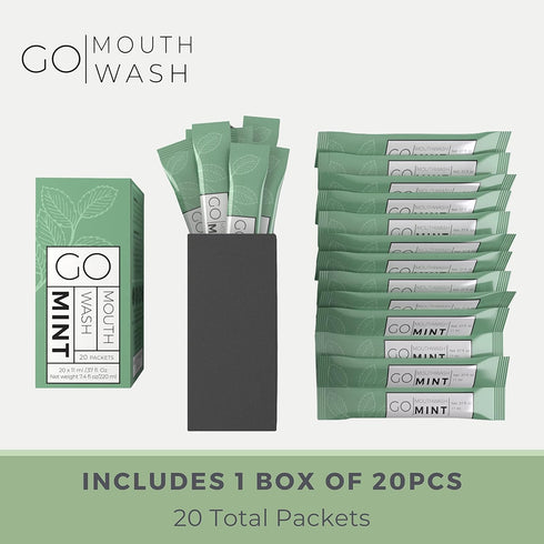 Packets Packet GO Travel Size Mouthwash Individual sachets for Fresh Breath - TSA Compliant - Smart Design to Reduce