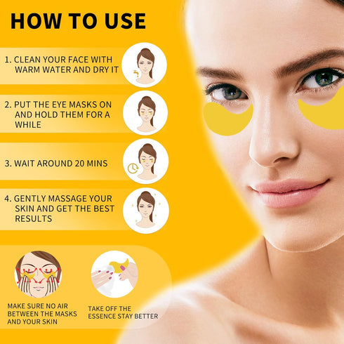 Under Eye Patches for Puffy Eyes, 70PCS 24K Gold Eye Mask for Dark Circles and Puffiness Treatment