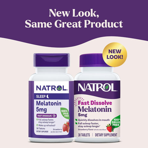 Natrol Melatonin Fast Dissolve Tablets, 5mg, 30 Count, Helps You Fall Asleep Faster