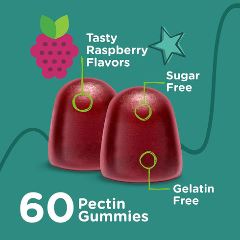 Probiotic Gummies for Kids - 2 Billion CFUs - Chewable Raspberry Flavored Gummy - Vegan, Gelatin Free, GMO Free -