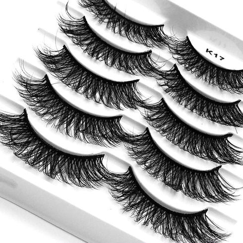 outopen 3D Mink Lashes Natural Wispy False Eyelashes 15mm Fluffy Long Eye Makeup Tools 5 Pairs Pack (Q1 | 13-15MM)