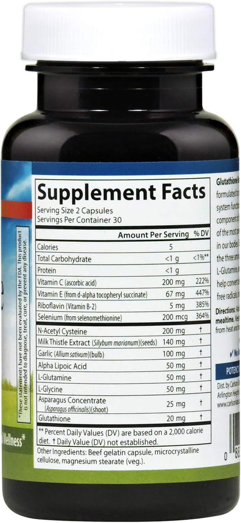 Carlson - Glutathione Booster, Alpha Lipoic Acid, Immune Support, 60 Capsules