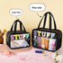 Chenille Letter Clear Makeup Bag, Preppy Cosmetic Bag Clear Snack Bags with Zipper, Stuff Bag Waterproof Sunscreen Bag Travel Toiletry Bag Cosmetic Pouch for Women and Girls (Plus Size, Black)