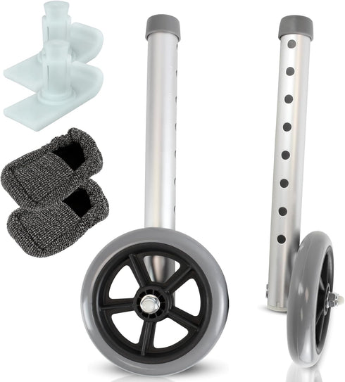 Vive Walker Wheels, Ski Glides, 6 PCS Accessories Covers for Seniors, Replacement Parts for Medical Roller
