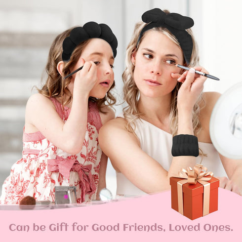 Spa Headbands for Women & Wristband Set, Skincare Headbands for Washing Face, Cute Hair Band for Girls