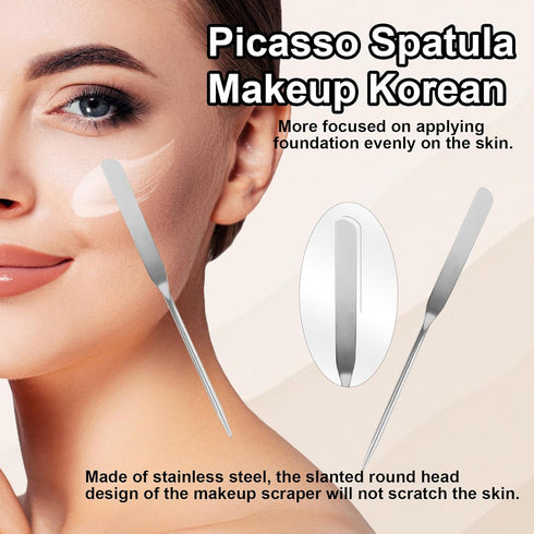 5pcs Makeup Spatula Korean Set, Including Foundation Spatula, Stainless Steel Makeup Palette, Acrylic Cosmetic Tool