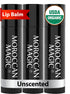 Moroccan Magic Organic Unscented Lip Balm 3 Pack | Ultra-Hydrating Argan Oil + Vitamin E | Natural Chapstick for Dry