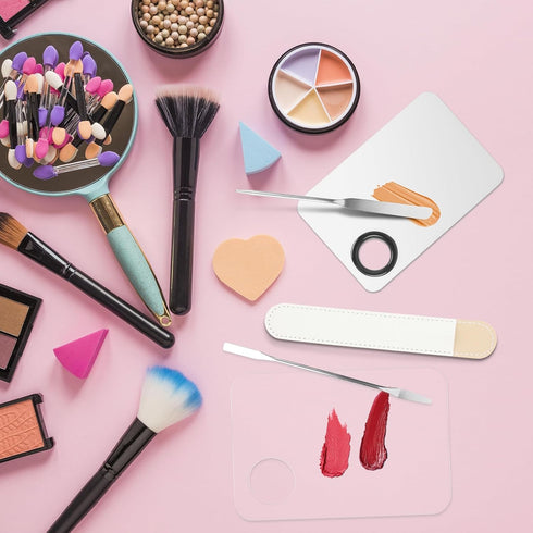 5pcs Makeup Spatula Korean Set, Including Foundation Spatula, Stainless Steel Makeup Palette, Acrylic Cosmetic Tool