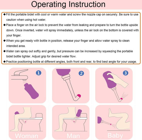 Portable Hand-held Personal Health Vaginal Washing Container, Travel Urinal Spray Scrubber for Vulva and Anus Cleaning