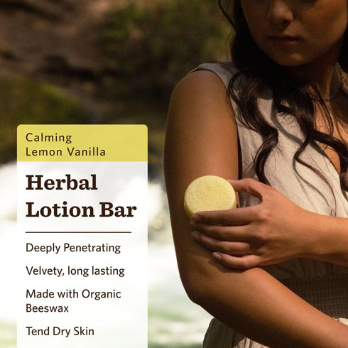 Moon Valley Organics Herbal Lotion Bar, Lemon Vanilla, Beeswax, Heal & Restore Chapped Skin