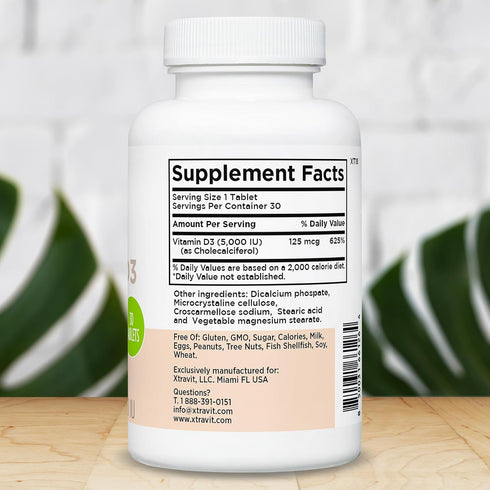 Immunity, 5000IU D3, 30 Vitamin D Supplement Natural Vitamins for Men & Women - May Support Bones, & Mood - Non-GMO