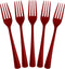 50 Pcs Disposable Burgundy Plastic Forks, Heavy Duty Burgundy Cutlery for Parties, Exquisite Flatware