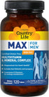 Country Life Max for Men Multivitamin: Iron-Free, 120 Vegetarian Tablets for Energy, Heart & Men's Health