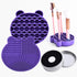 Silicon Makeup Brush Cleaner Mat with Drying Manual, Cosmetic Brush Cleaning Pad (Purple)