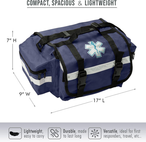 NOVAMEDIC 17" 9" 7", Professional Empty Blue First Responder Bag, x x EMT Trauma First Aid Carrier for Paramedics
