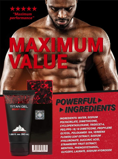 Titan Gel for Man Original Gold Body Gel for Male Enhacement And Enlargement Awakening Muscles with Tantric Massage