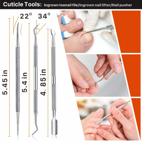 Konovo Ingrown Toenail Tool Kit 9 Pcs, Large Toenail Clipper for Ingrown Toenail Treatment/Thick Nails