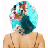 Large Round Satin Bonnet for Sleeping, Double-Layer Elastic Hair Bonnet with Silky Tie Band for Women, Green Floral