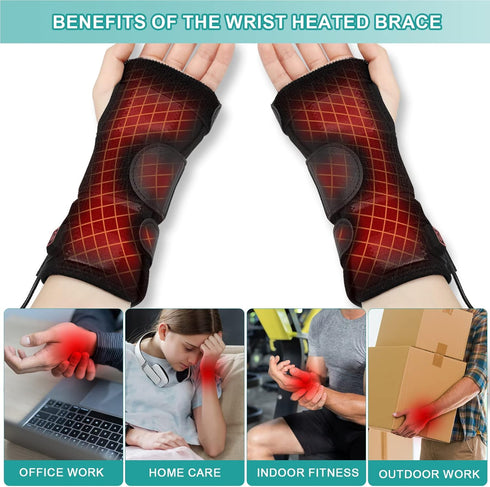 Wrist Thumb Brace Heating Pad for Arthritis Relief - Heated Wrap for Sprains, Trigger Thumb, No Battery (L)