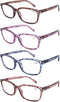 DOOViC 4 Pack Stylish Computer Reading Glasses for Women - Blue Light Blocking Anti Eyestrain, 2.75 Strength