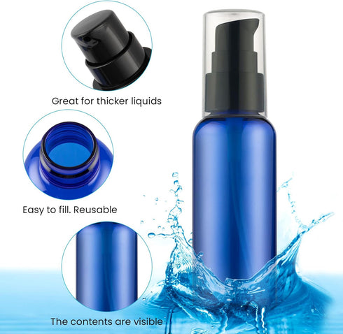 RAYNAG 5 Pack Empty Refillable Plastic Pump Bottle - Ideal for Lotion, Cream, Essential Oil, 50ml/1.7oz