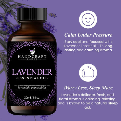 Handcraft Blends Lavender Essential Oil, 1 Fl Oz, 100% Pure and Natural for Diffuser and Aromatherapy