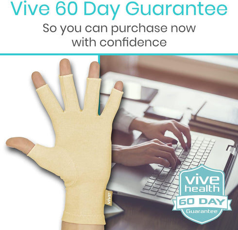 Vive Compression Arthritis Gloves - Open Finger for Rheumatoid, Osteoarthritis - Comfortable Fit for Men and Women