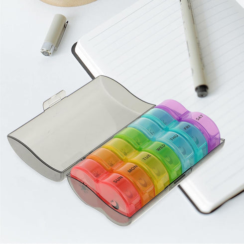 JHKNNK 3 Weekly Pill Organizer Box Daily Compartments, Portable Travel Medicine Organizer Storage Case, Wear-Resistant