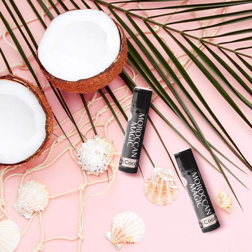 Moroccan Magic Organic Pure Coconut Lip Balm Set - 3 Pack | Ultra-Hydrating Argan & Essential Oil Moisturizer + Vitamin