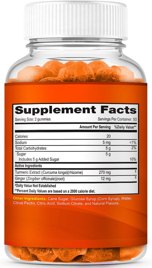 Turmeric Gummies for Adults and Kids | Max Strength Turmeric and Ginger Supplement | Vegan Organic Natural Turmeric Curcumin Gummies for Overall Health | Best Turmeric Supplement with Ginger