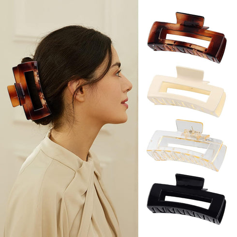 laxizar 8 Pack Claw Clip Hair Clips, 4.3 Inch Rectangular Hair Clips for Women and Girls