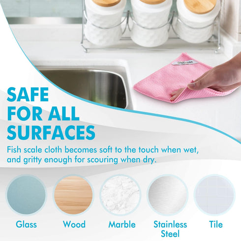 Easy Clean Streak Free Glass Cleaning Miracle Microfiber Cloth: Lint Free Dish Drying Cloths, Pack of 6.