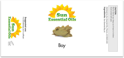 Sun Essential Oils, 2 oz Bay Essential Oil with Dropper for Diffuser, Massage Therapy, Aromatherapy