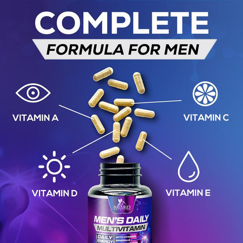 Premium Multivitamin for Men - Daily Support with Vitamins A, C, D, E, B12, Zinc, Calcium, Magnesium - 120 Capsules