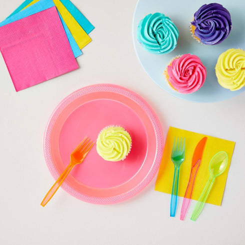 Juvale Rainbow Plastic Silverware Set, Neon Forks, Knives, and Spoons (144 Pieces) by Juvale