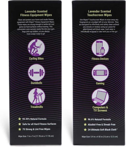 Wipex Gym Wipes & Screen Wipes Combo Pack, 75ct Canister for Fitness Equipment & 24ct Touch Screen Wipes