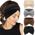 IVARYSS Extra Wide Non-Slip Headbands for Women, 7'' Large Twist Knotted Stretchy Hair Accessories, 4 Pack, Neutral
