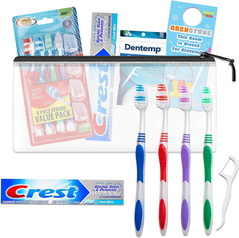 Oral Care Traveling Kit for Family - Bundle with Travel Toothbrush, Floss, Toothpaste, and More for Kids and Adults |