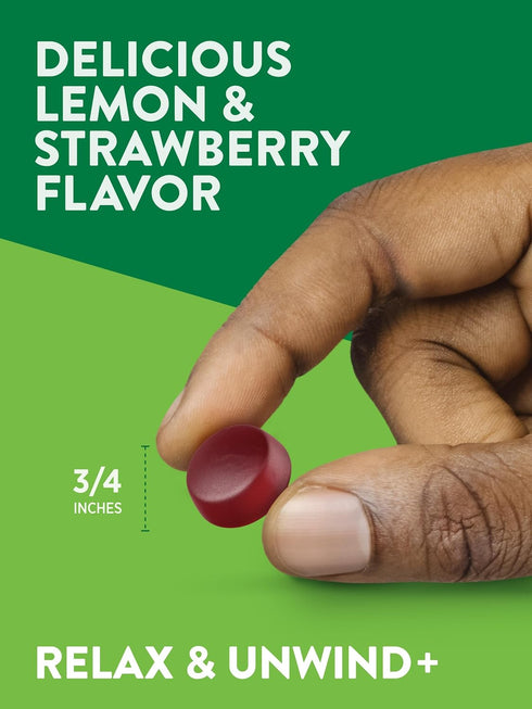 Gummies Nature's Truth Stress Relief for Adults | with Gaba, L Theanine, and Lemon Balm | Lemon Strawberry Flavor |