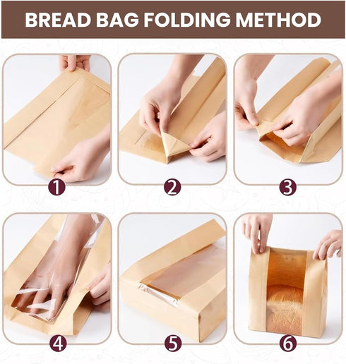 STEZHOU 30 Packs Tin Tie Tab Lock Large Paper Bread Bags for Homemade, Home, Sourdough Bread - Bakery Storage Bags