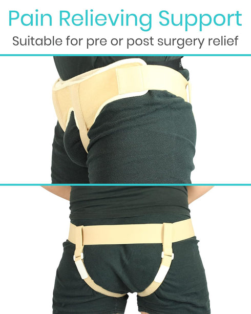 Vive Hernia Support Truss - Hernia Belt for Single/Double Inguinal or Sports Hernia - Medium with 2 Compression Pads
