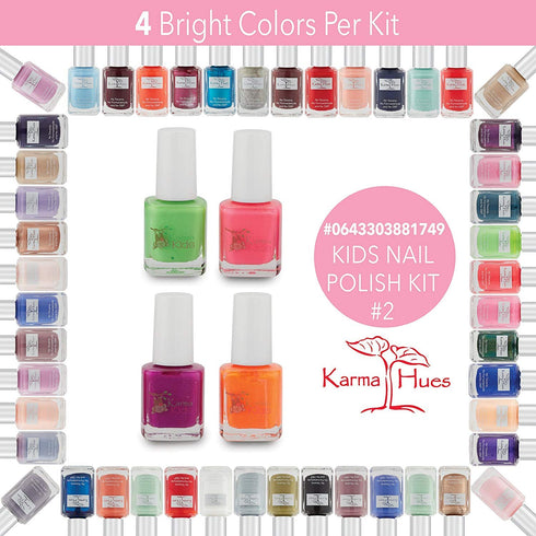 Karma Kids Nail Polish Box Set No. 2, Natural Safe Non-Toxic Polish for Little Girls, Quick Dry, Vegan