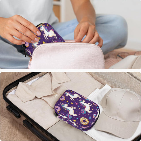 Skerhhux 7 Purple Cartoon Unicorn Pill Case Travel Pill Organizer Weekly Day Portable with Zipper Medicine Box Pill